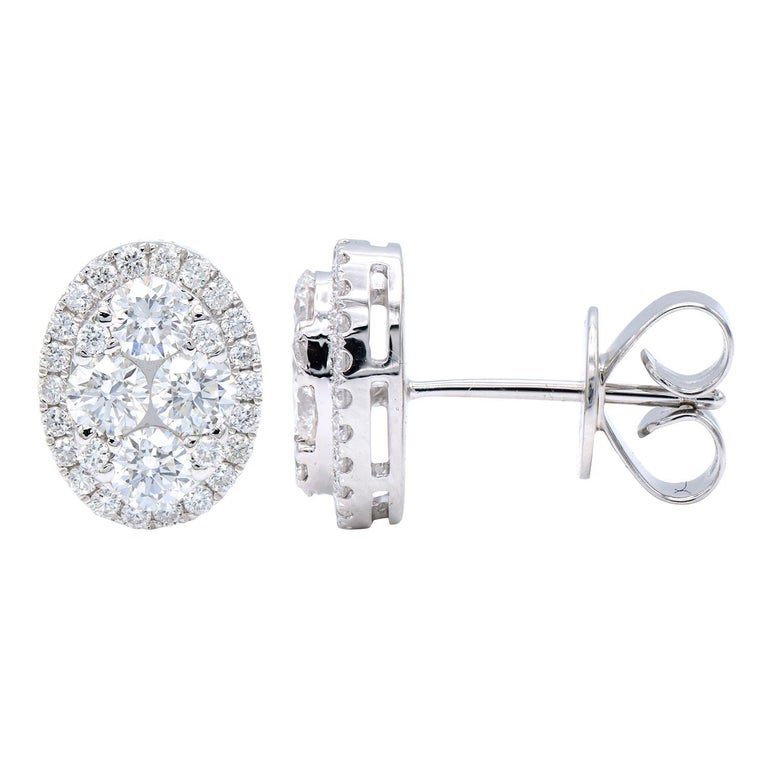 A pair of oval drop cluster diamond earrings-LESS THAN HALF PRICE!