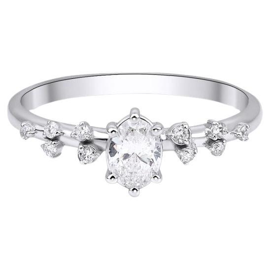 Oval Diamond Engagement 0.38ct Ring For Sale