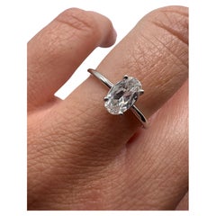 Vintage Oval diamond engagement ring 0.50ct 14KT white gold solitaire diamond ring