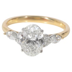 Bague de fiançailles à diamant ovale en or 18 carats/ platine GIA G SI2 2,00 ct. pt.