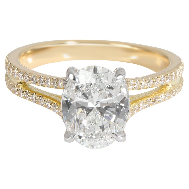 Oval Diamond Engagement Ring in 18K White Gold GIA F SI1 1.94 CTW For ...