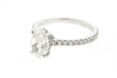 Oval Diamond Engagement Ring with Hidden Diamond Halo, Pave on the Shank