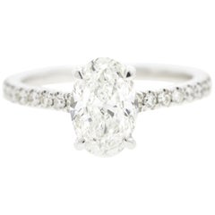 Oval Diamond Engagement Ring with Hidden Diamond Halo, Pave on the Shank