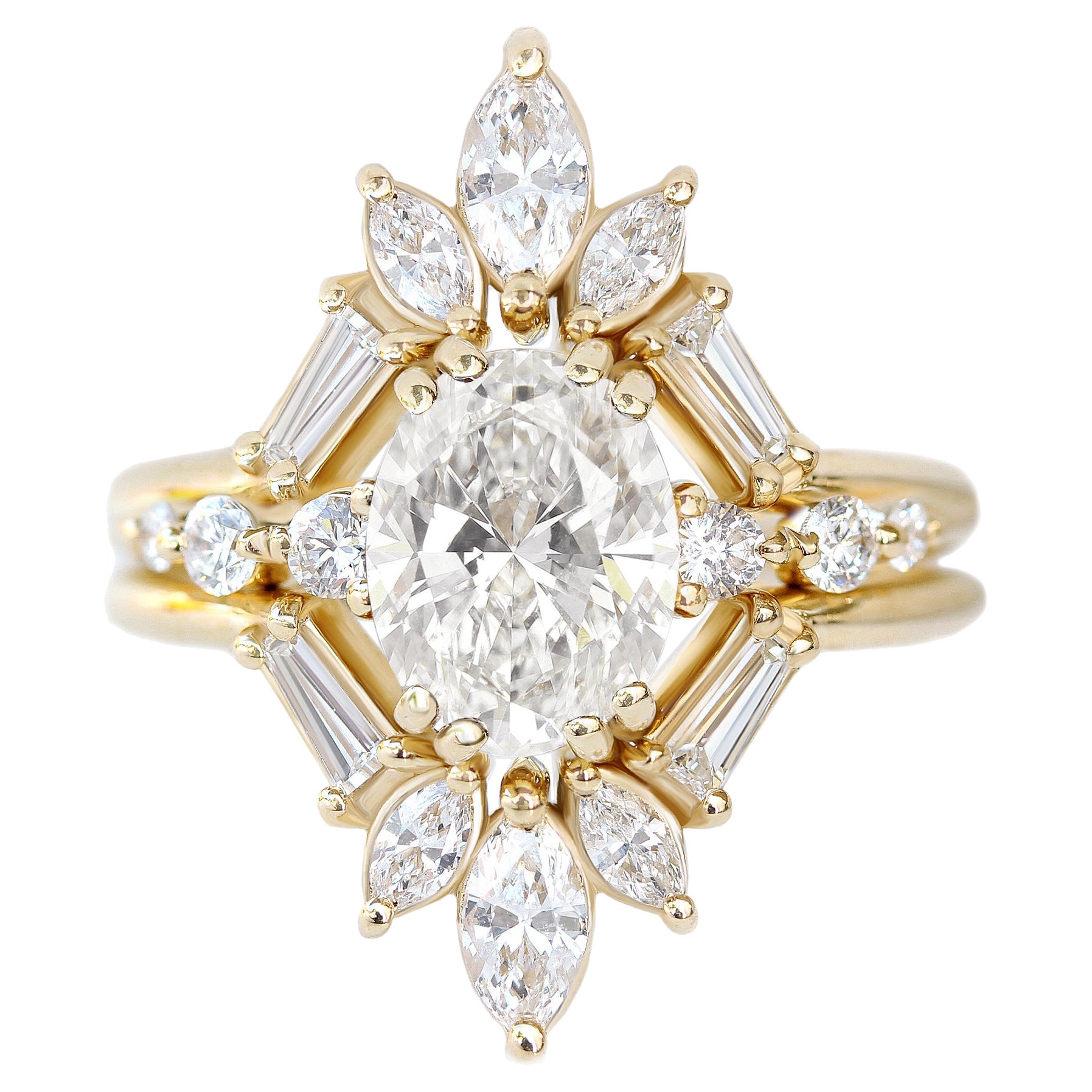 Ovaler Diamant-Verlobungsring mit drei Ringen – Artemis & Candy Pop im Angebot