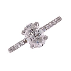 Oval Diamond Engagment Ring 18 Karat White Gold Diamond GIA Certified Diamond