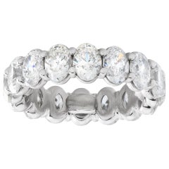 Oval Diamond Eternity Band in Platinum, over 6.20 Carat in F-G Color, VS
