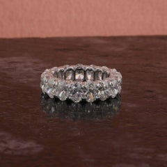 7.76 Carat Oval Diamond Eternity Band Ring 18K White Gold Wedding Jewelry