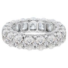 7.76 Carat Oval Diamond Eternity Band Ring 18K White Gold Wedding Jewelry