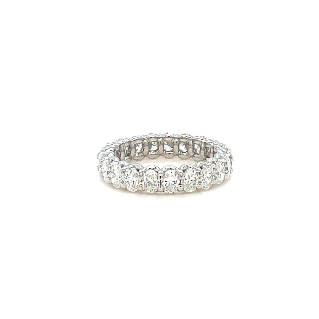 Women's Oval Diamond Eternity Band with Platinum U Setting For Sale