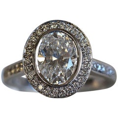 Oval Diamond Halo Engagement Ring, 2.4 Carat TW