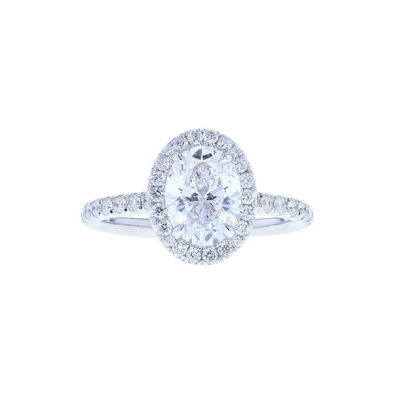Platinum Diamond Classic Halo Oval SemiMounting Engagement Ring For
