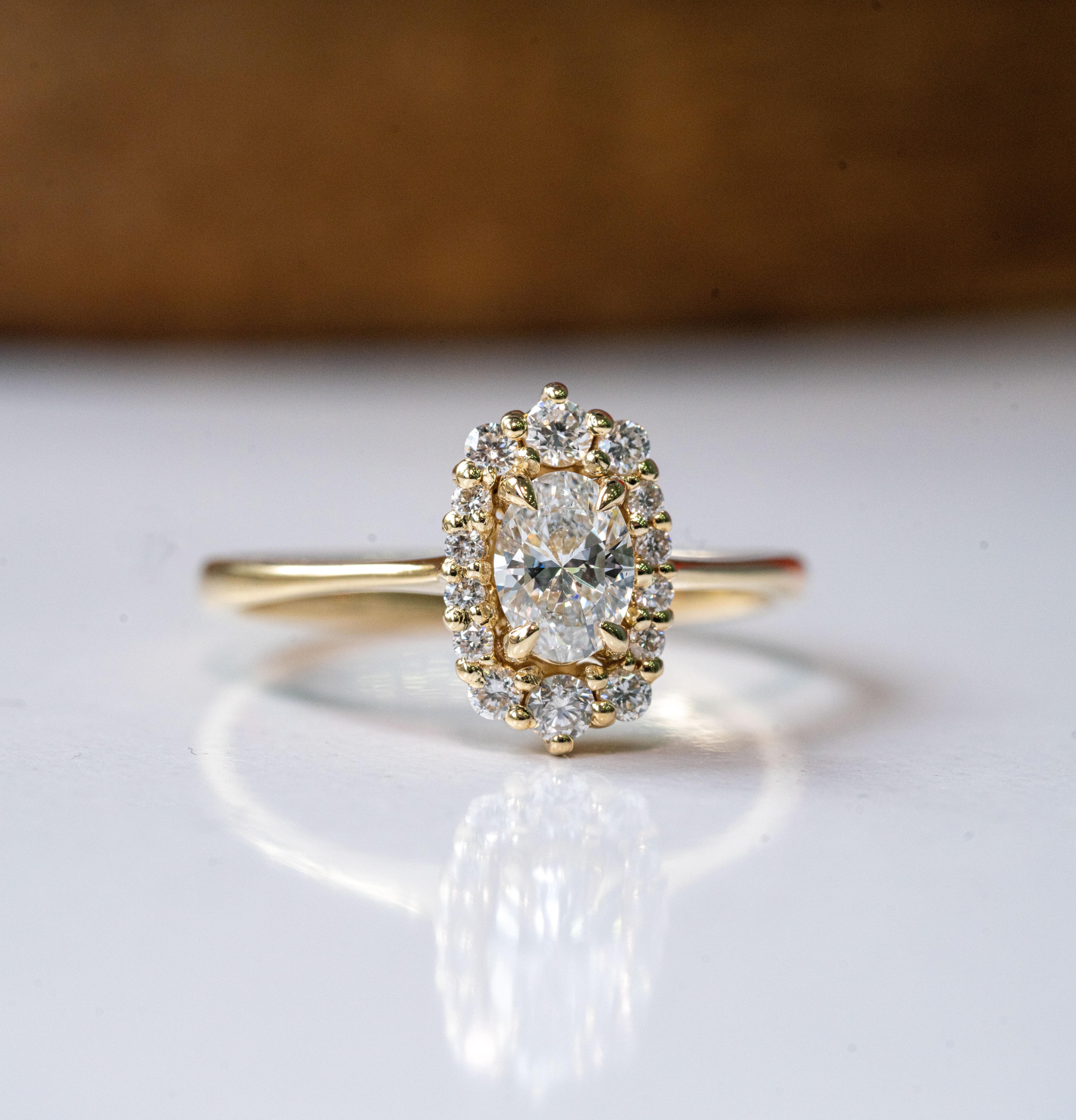 For Sale:  Oval Diamond Halo Engagement Ring 2