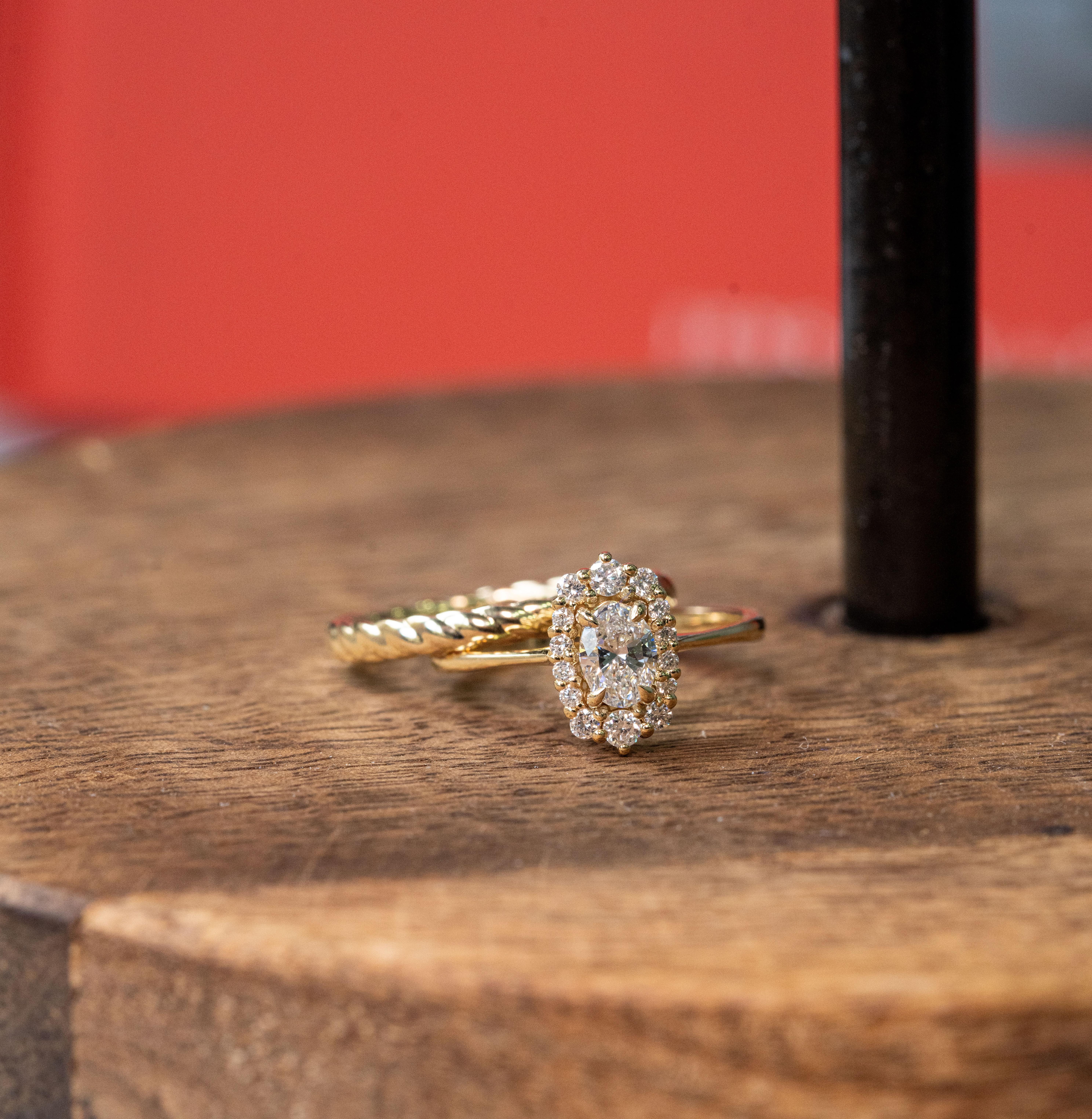 For Sale:  Oval Diamond Halo Engagement Ring 3
