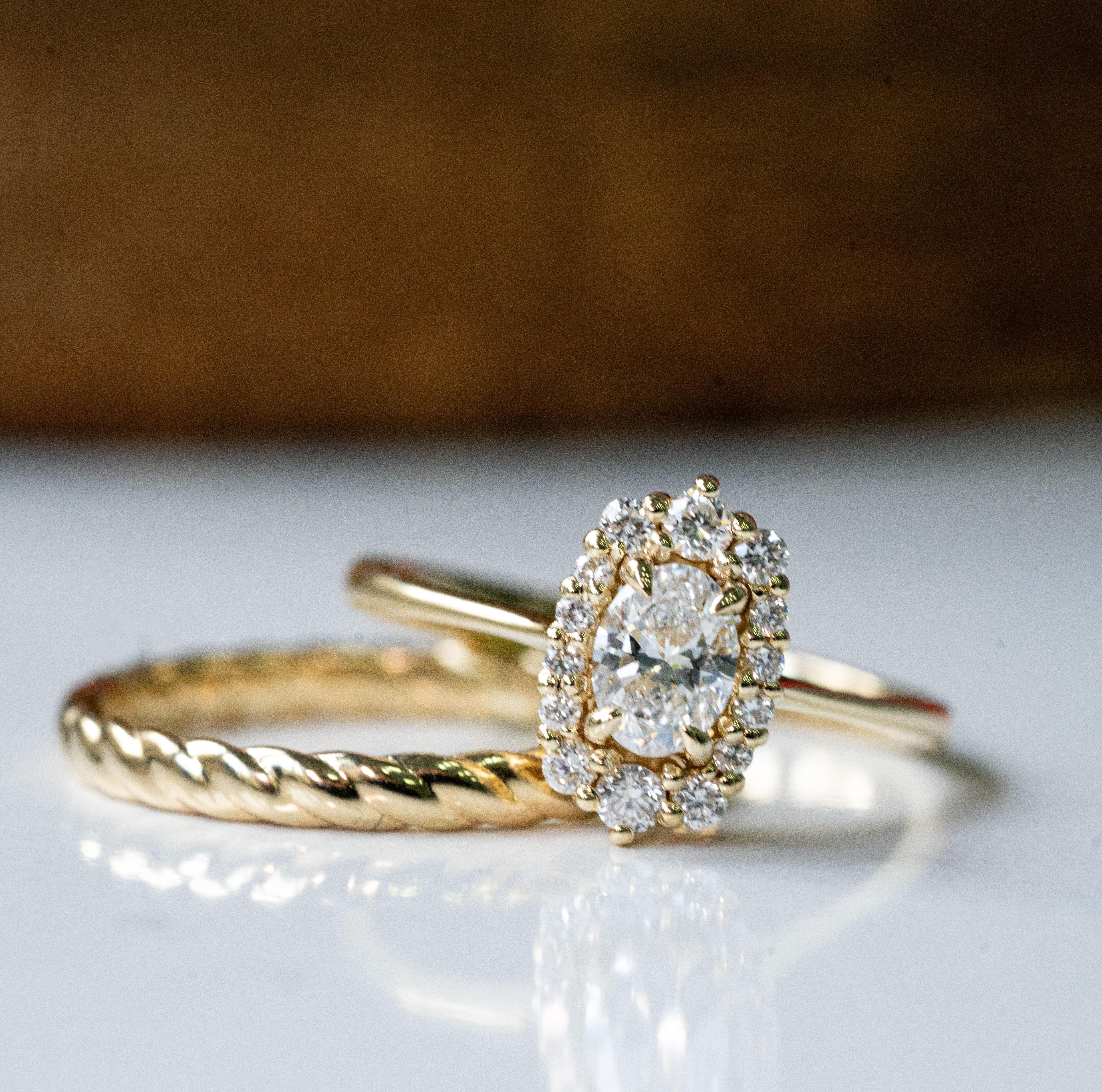 For Sale:  Oval Diamond Halo Engagement Ring 8