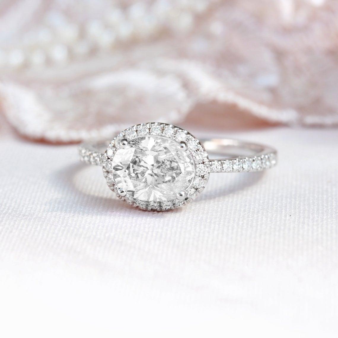 unique oval halo engagement rings