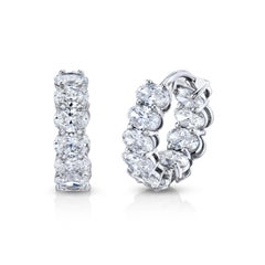 Oval Diamond Huggie Hoops