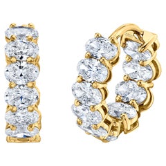 Oval Diamond Huggie Hoops