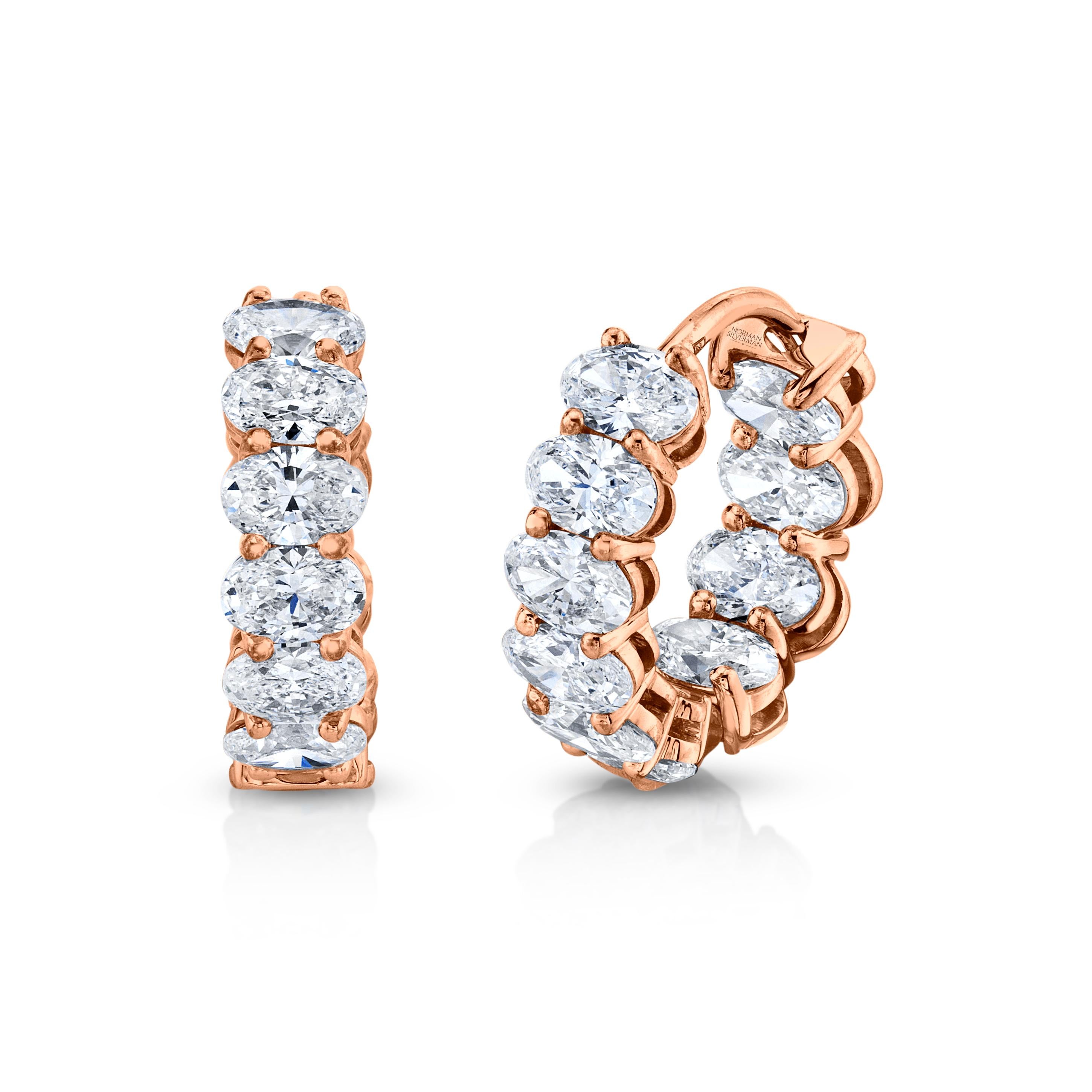 Taglio ovale Cerchi ovali con diamante in vendita