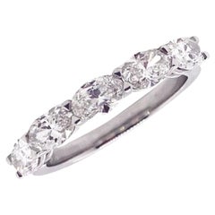 Oval Diamond Partway Band 1.49 Total Carat, Set Horizontal