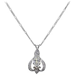 Oval Diamond Pendant Necklace 1.25 Carat 14 Karat White Gold