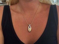 Oval Diamond Pendant Necklace 18k Rose Gold and Platinum Criss Cross Bail