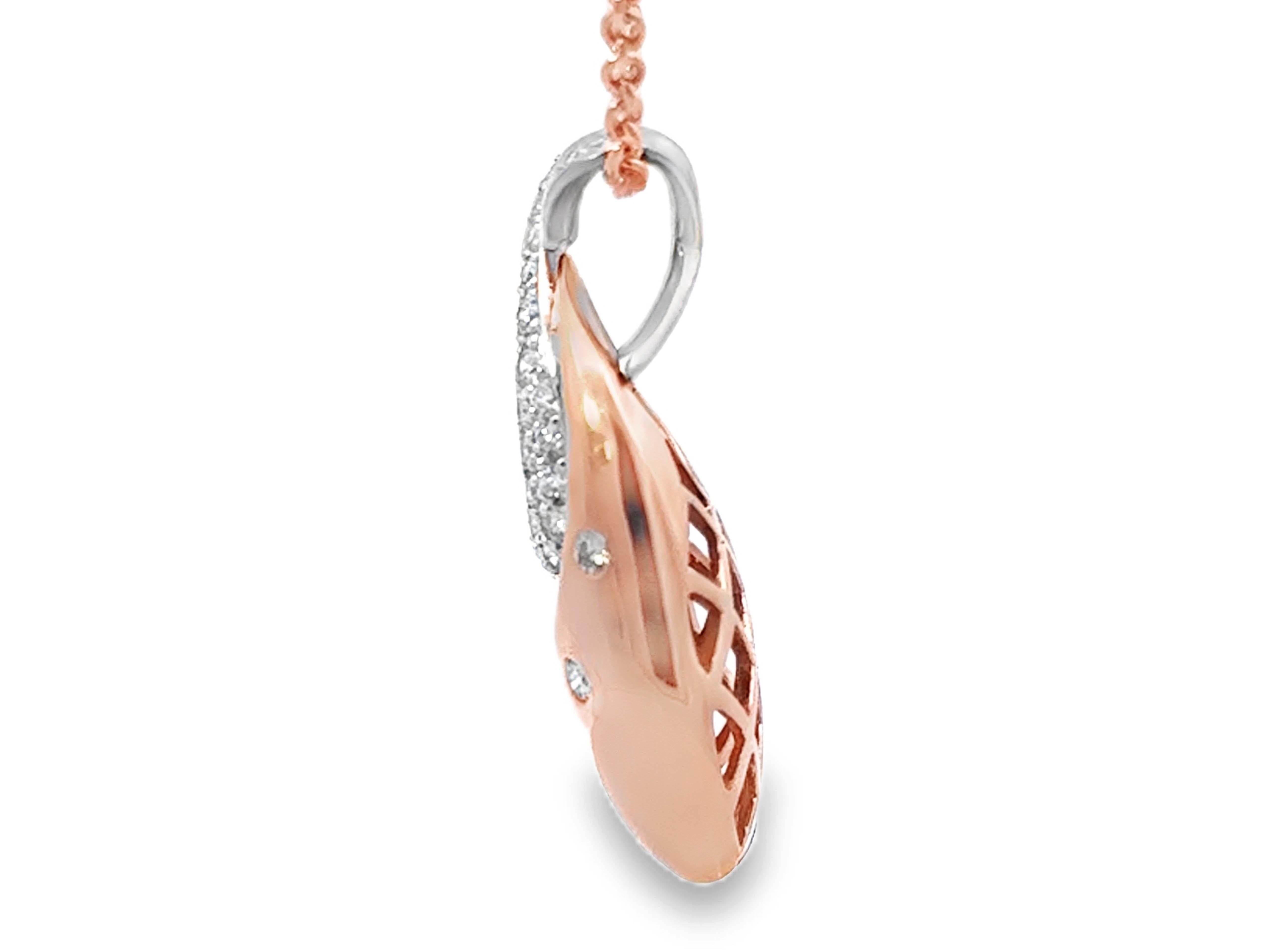 De las mujeres Collar Colgante Diamante Ovalado Oro Rosa 18k y Platino Criss Cross Bail en venta