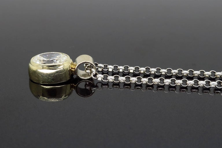 Oval Diamond Pendant Necklace For Sale at 1stdibs