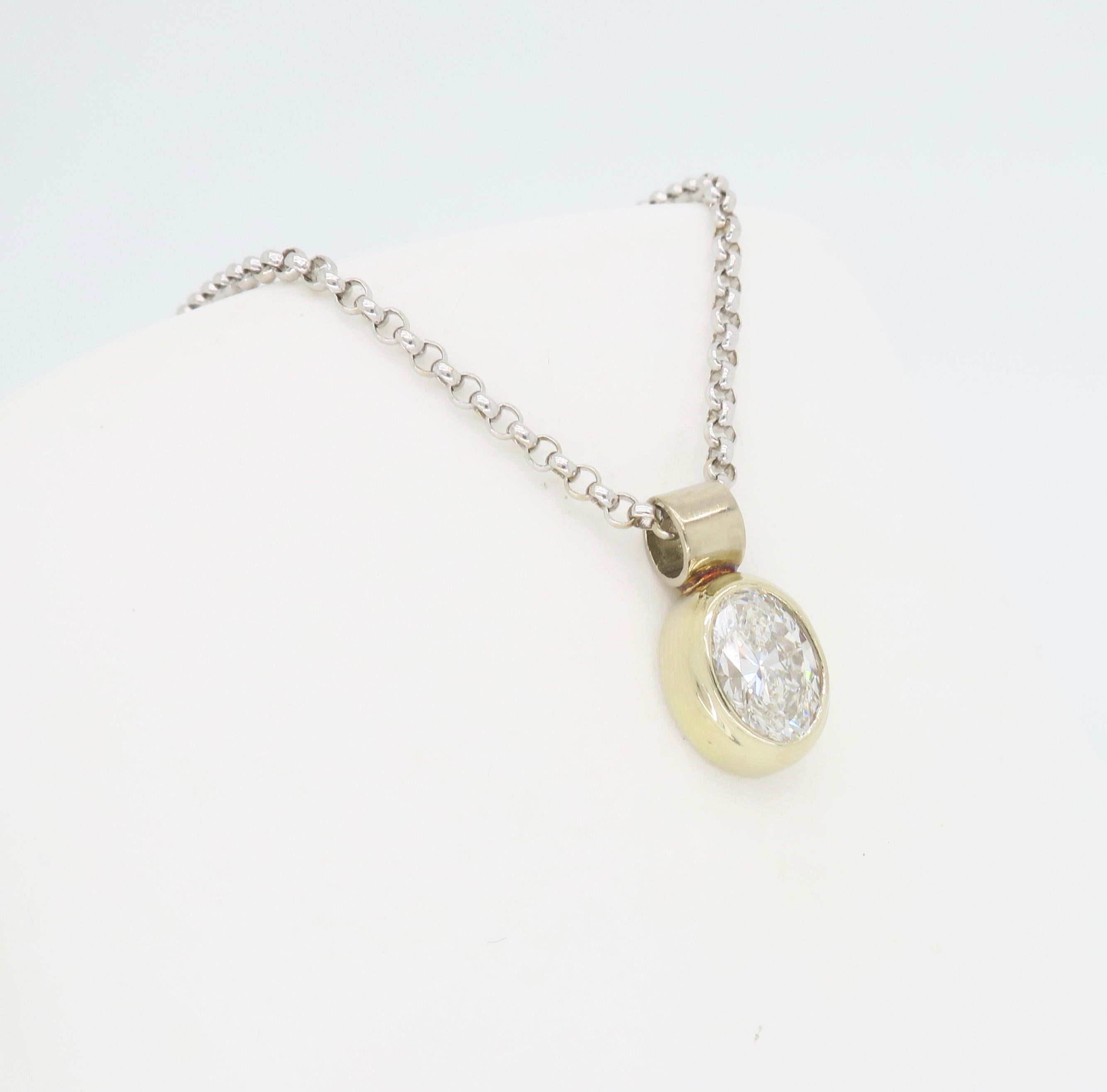 Oval Diamond Pendant Necklace 1
