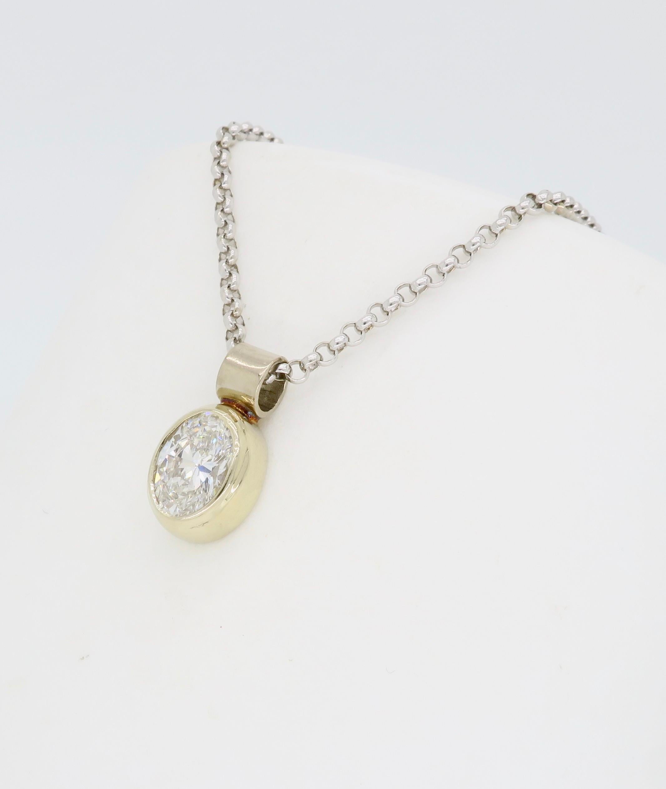 Oval Diamond Pendant Necklace 2