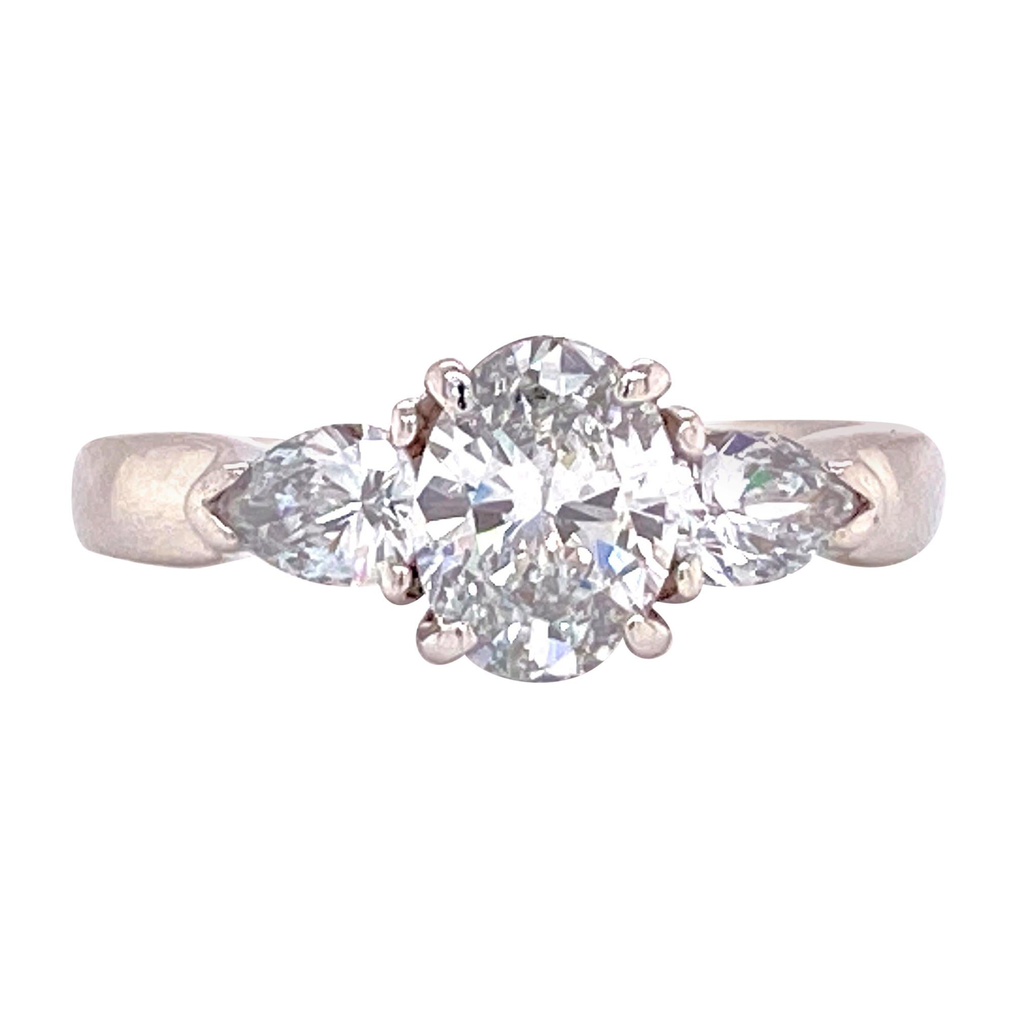 Oval Diamond Platinum Engagement Ring GIA Certified