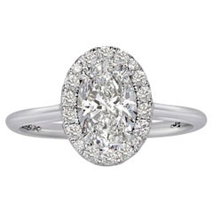 Oval Diamond Ring Brilliant White 14K White Gold Graceful Brilliance Heirloom
