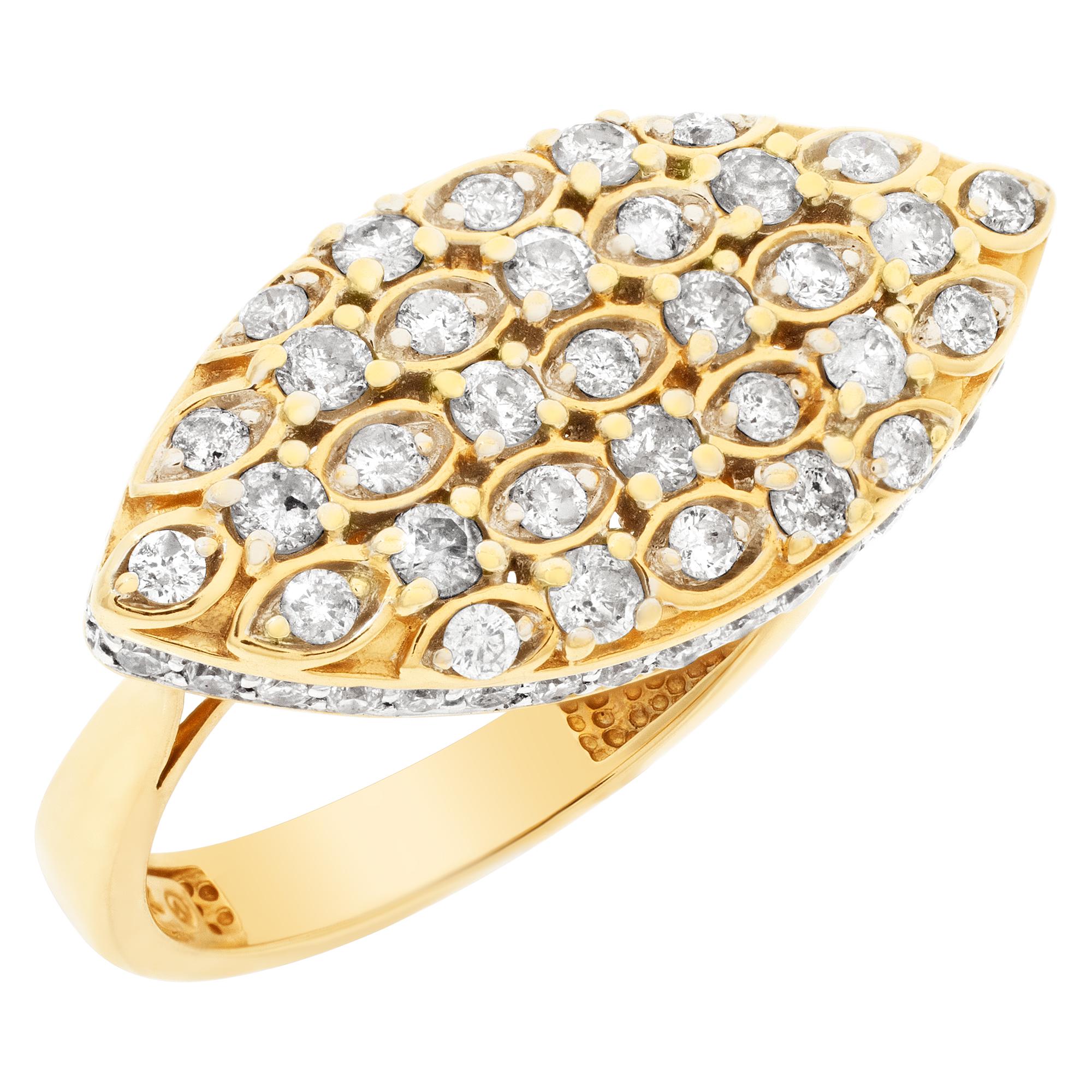 Oval Diamond Ring in 14k Yellow Gold, 0.93 Carats in Pave Set Diamonds In Excellent Condition For Sale In Surfside, FL