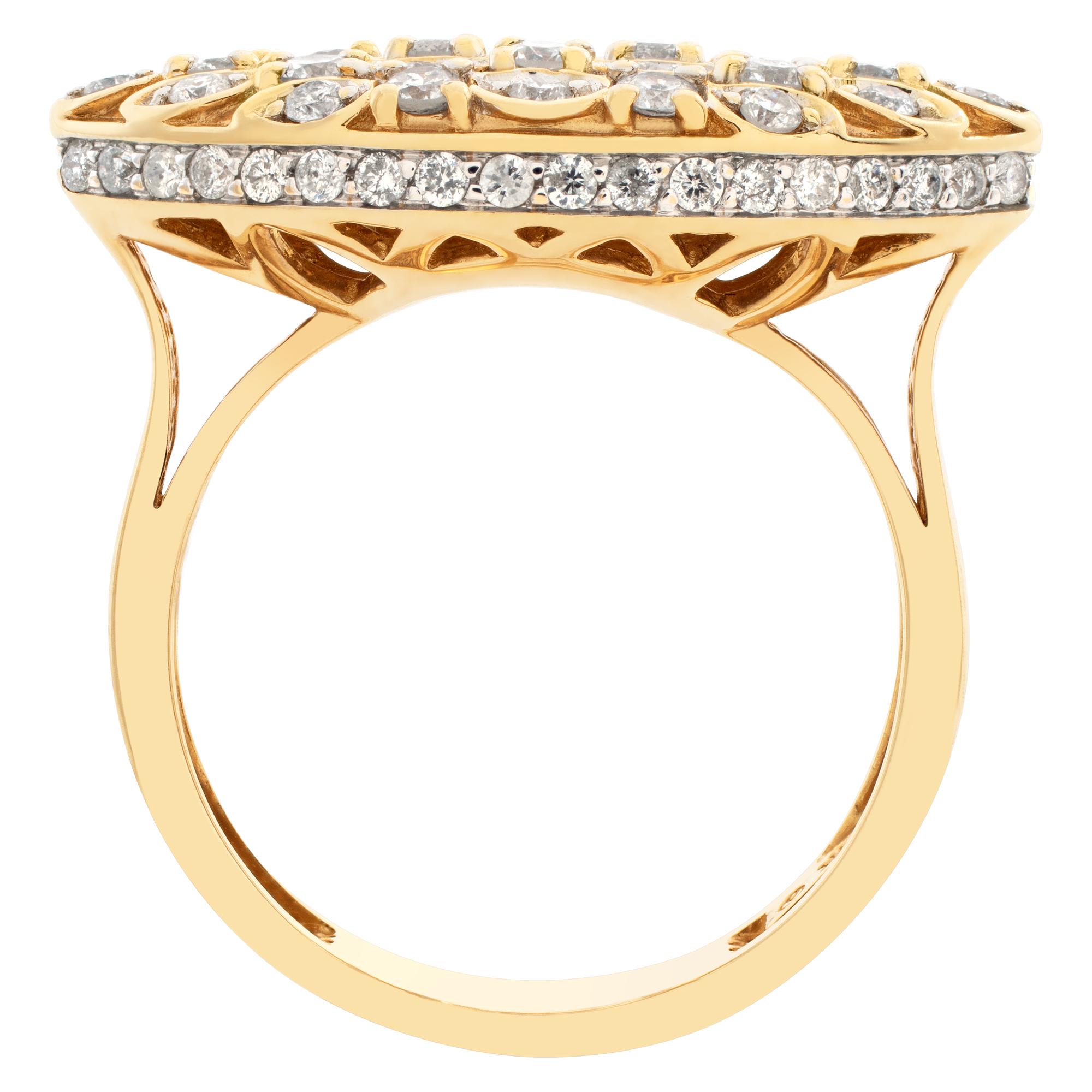 Oval Diamond ring in 14k yellow gold. 0.93 carats in pave set diamonds.  For Sale 1