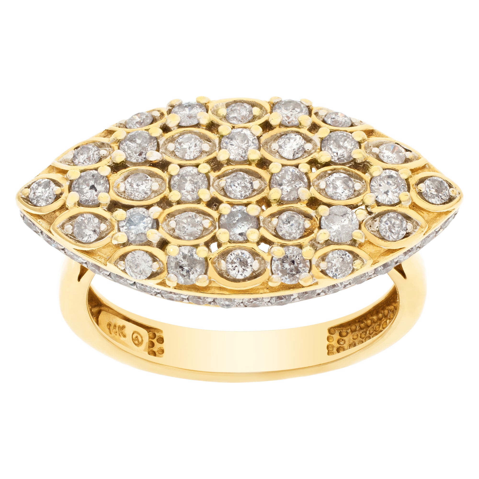 Oval Diamond Ring in 14k Yellow Gold, 0.93 Carats in Pave Set Diamonds For Sale