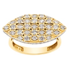 Vintage Oval Diamond Ring in 14k Yellow Gold, 0.93 Carats in Pave Set Diamonds