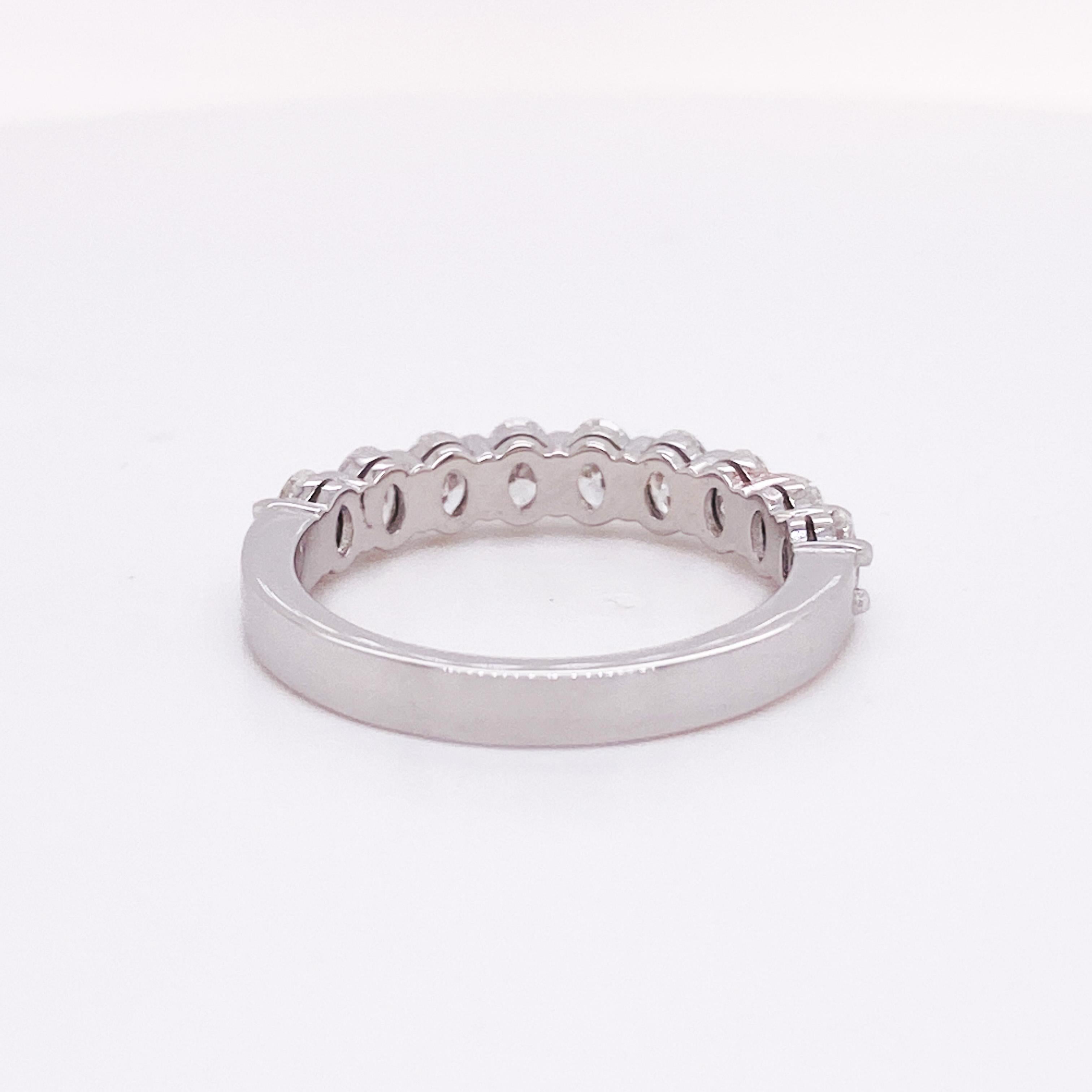 Contemporary Oval Diamond Ring w Half Eternity Band in 18K White Gold w 1.40 Carat Total Wt For Sale