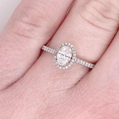 Oval Diamond Ring, White Gold, .72 Carat Diamond Oval Halo Engagement Ring