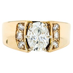 Oval Diamond Ring with Diamond Accents in 14k Yellow Gold