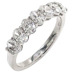 Oval Diamond Row Band 1.33 Carats in 18K White Gold