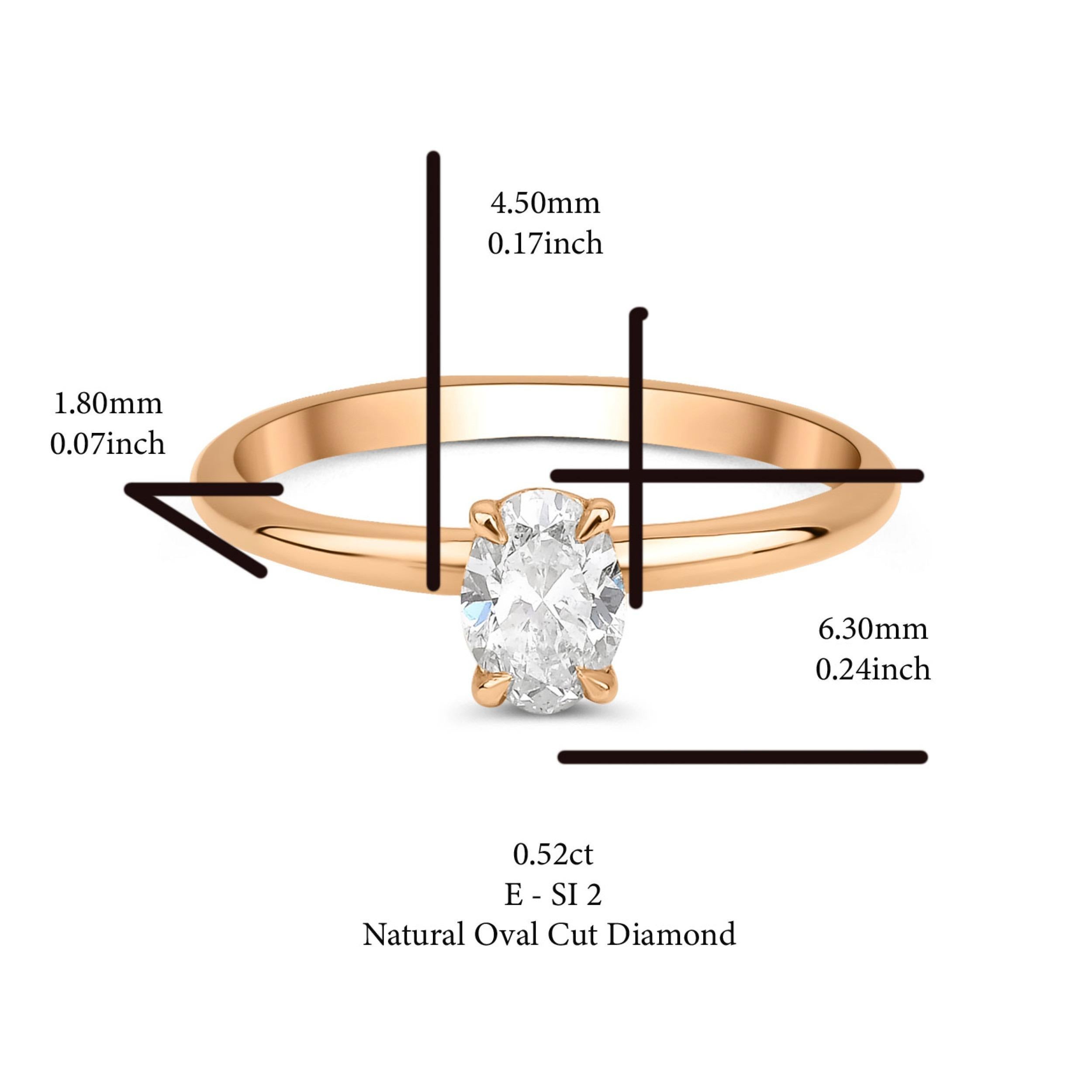 Ovaler Diamant Solitär 0.52 Karat Ring mit Solitär Damen im Angebot