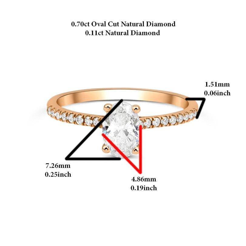 Ovaler Diamant Solitär 0,81 Karat Ring mit Solitär (Rundschliff) im Angebot