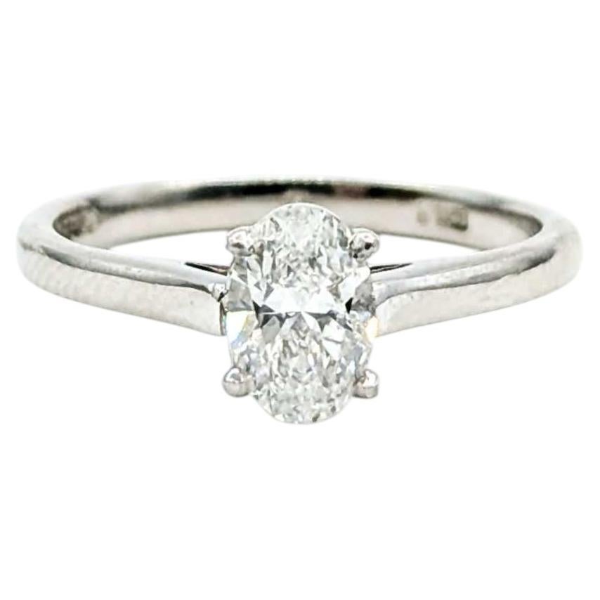 Oval Diamond Solitaire Engagement Ring in Platinum