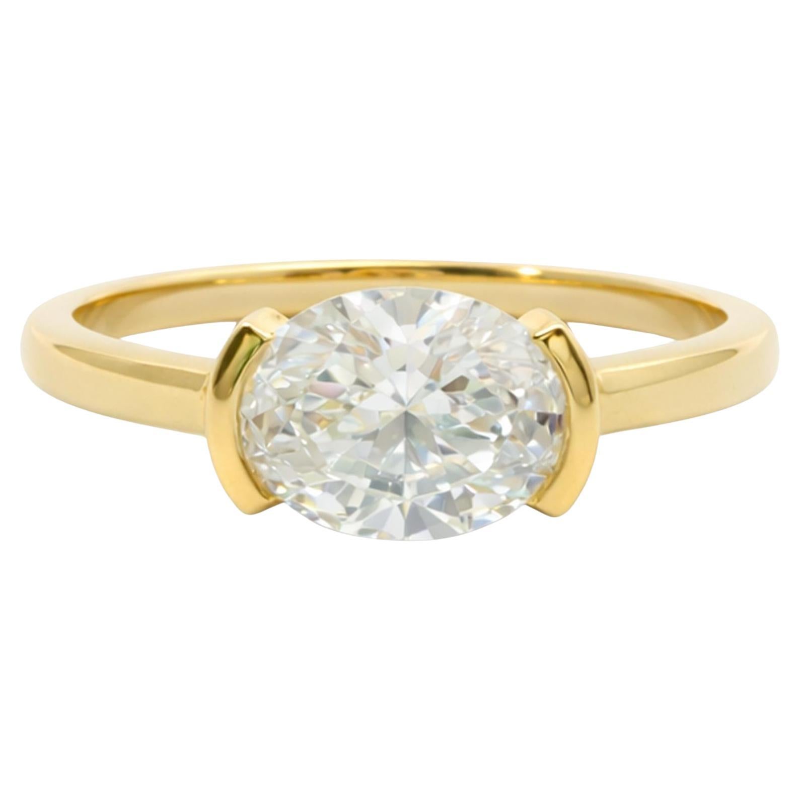 Oval Diamond Solitaire Ring