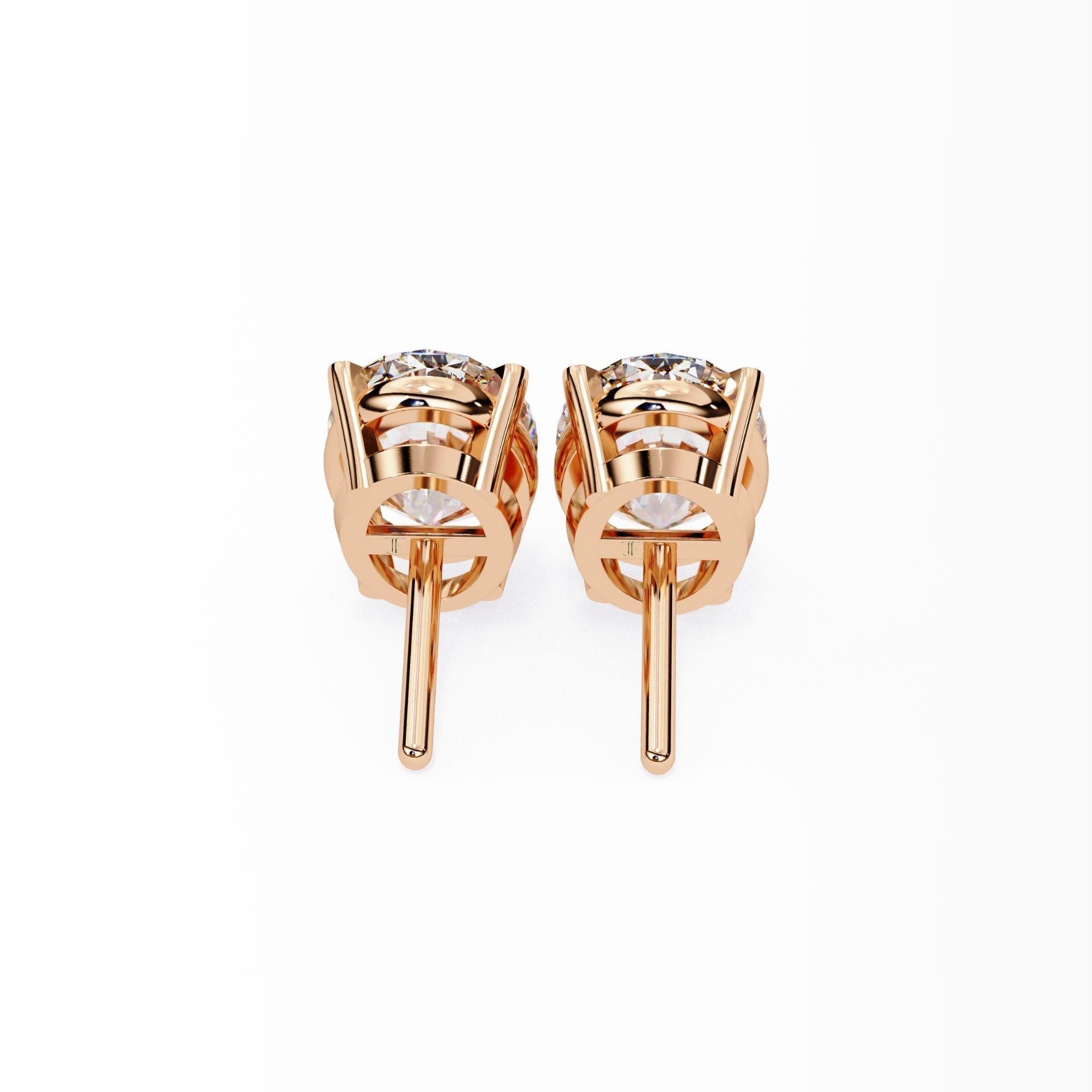 Boucles d'oreilles diamant ovale, 0.40 carats TW, or massif 14K, boucles d'oreilles de tous les jours, Pushback en vente 4