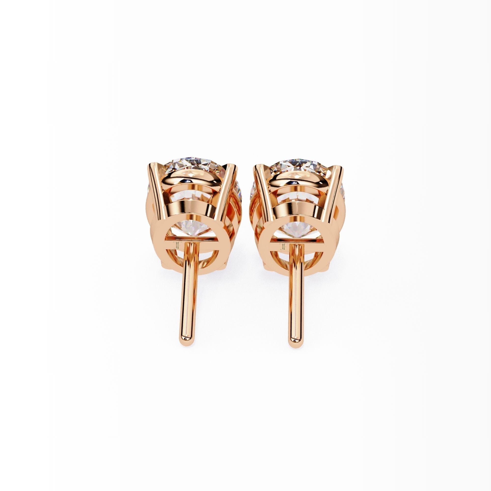 Oval Diamond Studs, 0.40 Carats TW, 14K Solid Gold, Everyday Studs, Pushback For Sale 5