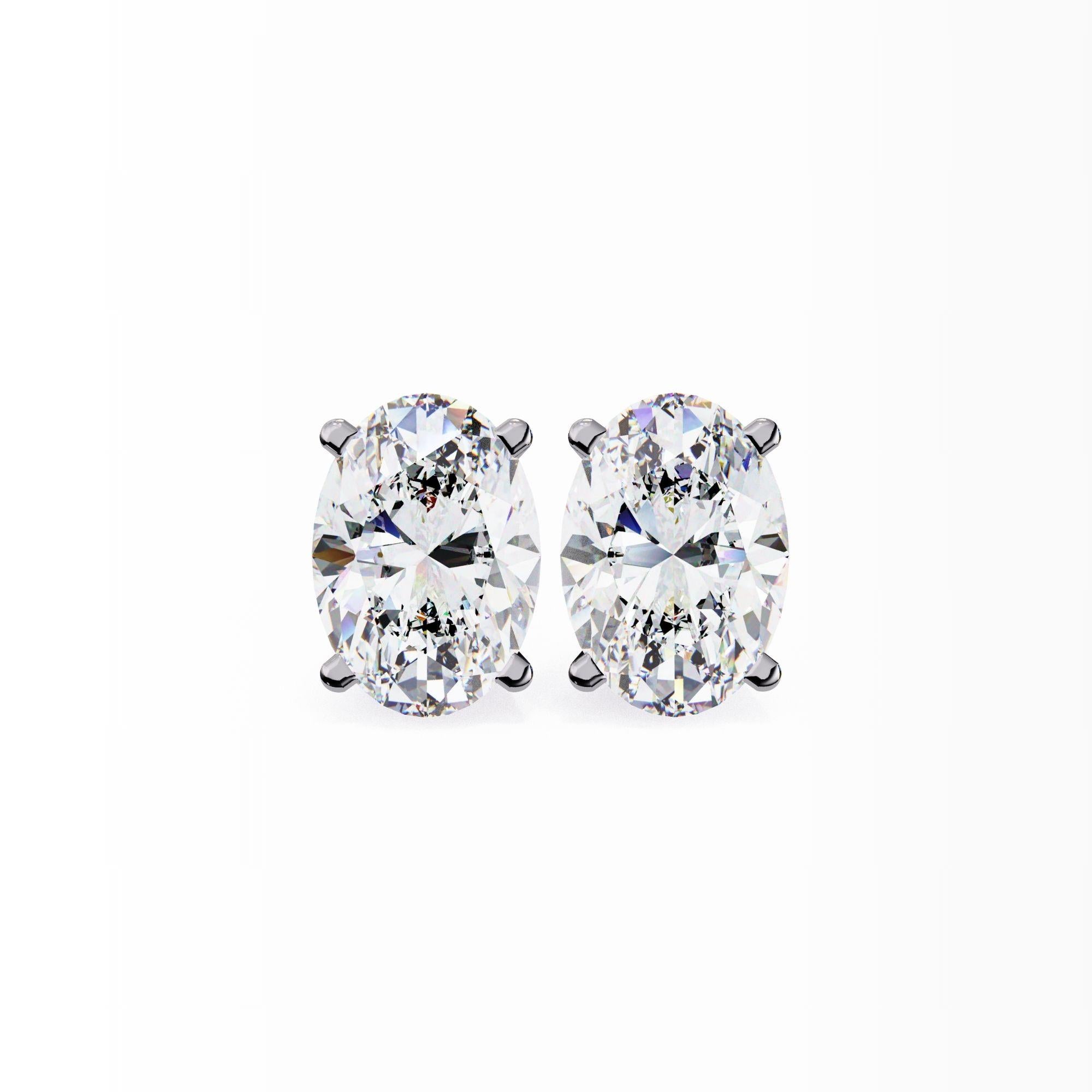 Oval Diamond Studs, 0.40 Carats TW, 14K Solid Gold, Everyday Studs, Pushback For Sale 7
