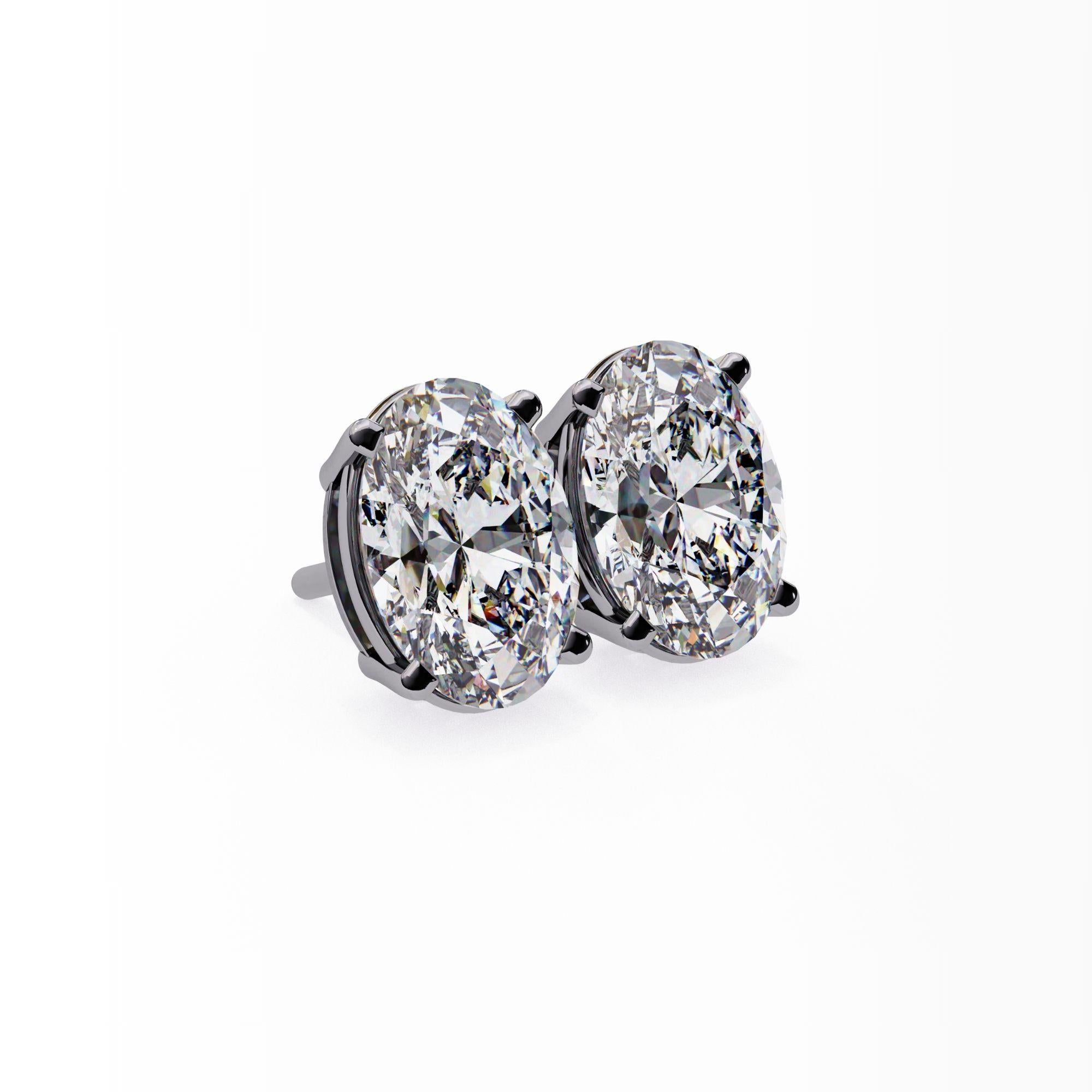 Oval Diamond Studs, 0.40 Carats TW, 14K Solid Gold, Everyday Studs, Pushback For Sale 8
