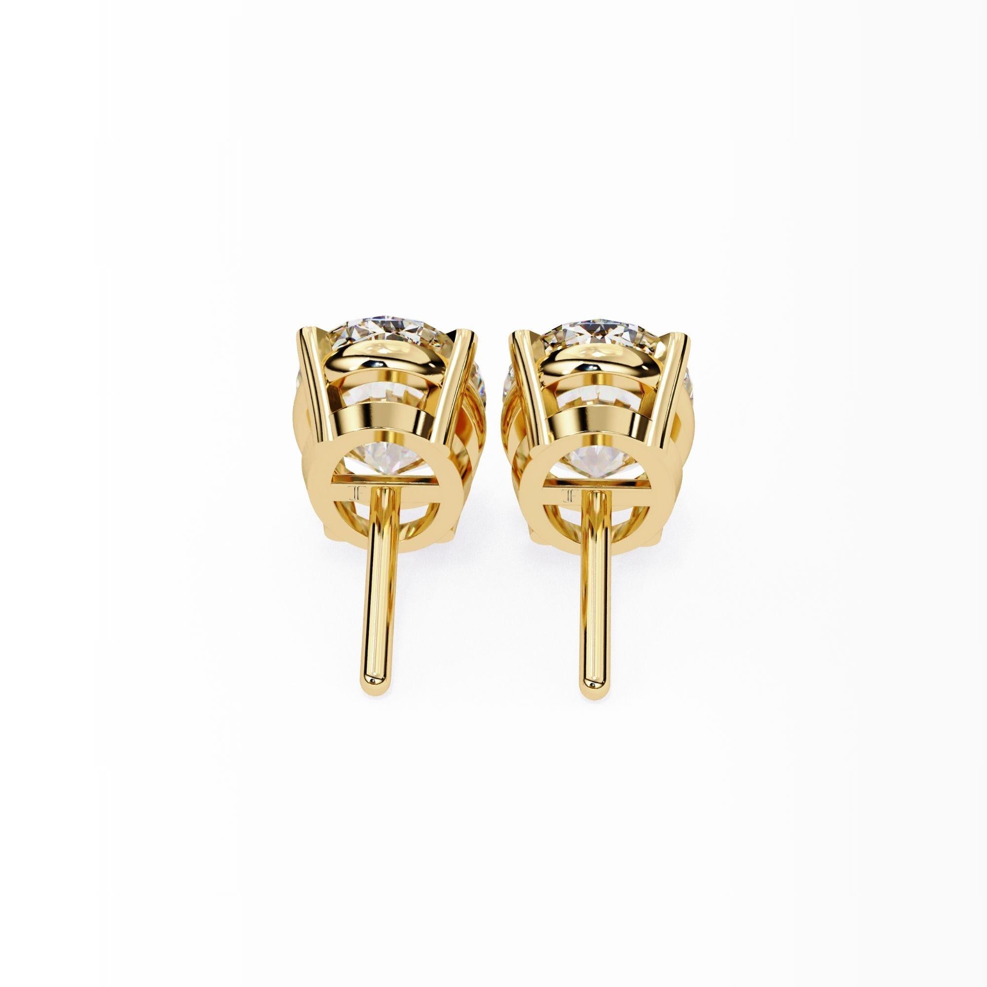 Oval Diamond Studs, 0.40 Carats TW, 14K Solid Gold, Everyday Studs, Pushback For Sale 1