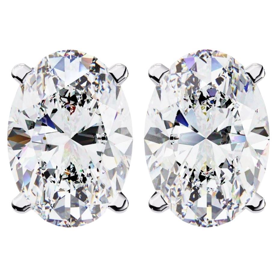 Ovale Diamant-Ohrstecker, 0,40 Karat TW, 14K Massivgold, tägliche Ohrstecker, Pushback im Angebot