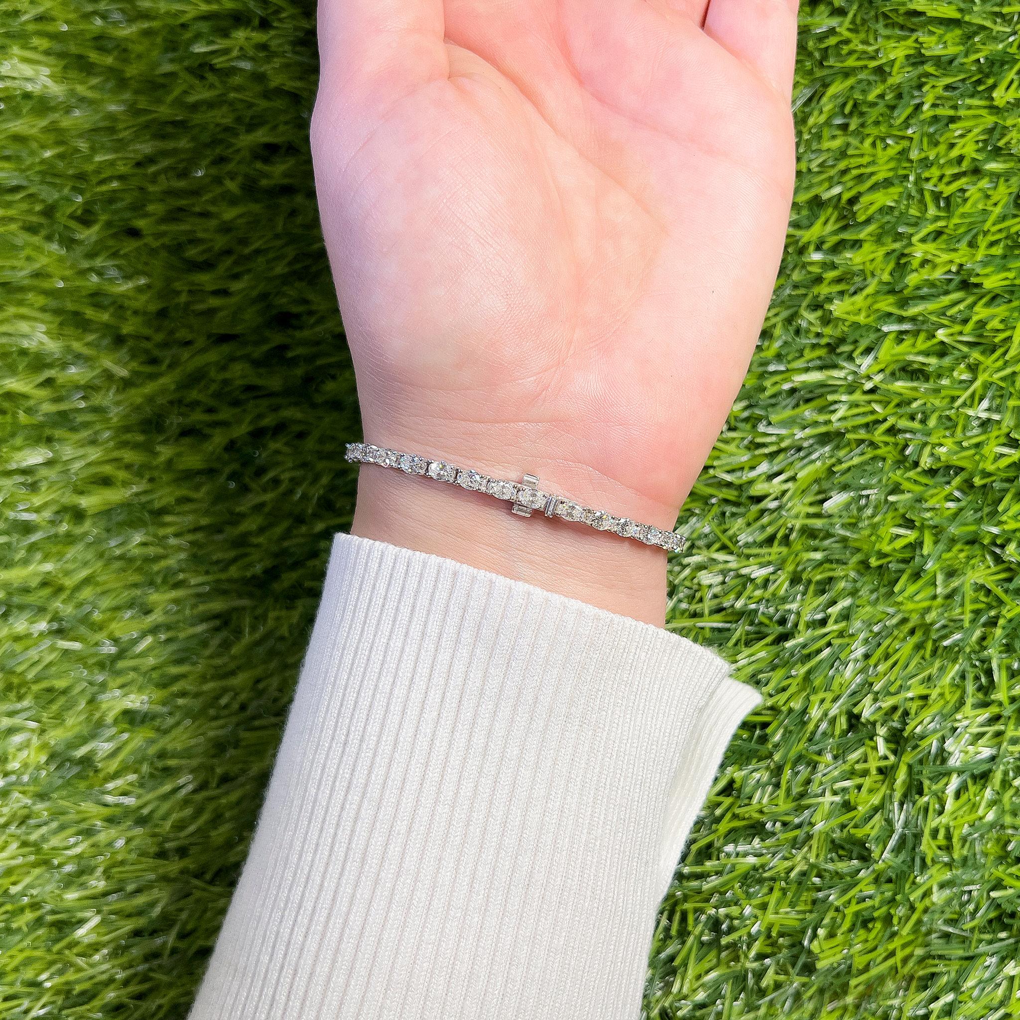 Oval Diamond Tennis Bracelet 6.64 Carats 36 Diamonds 18K Gold In Excellent Condition For Sale In Aliso Viejo, CA